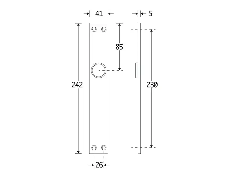 Langschild messing antiek Bauhaus 242x41mm Blind