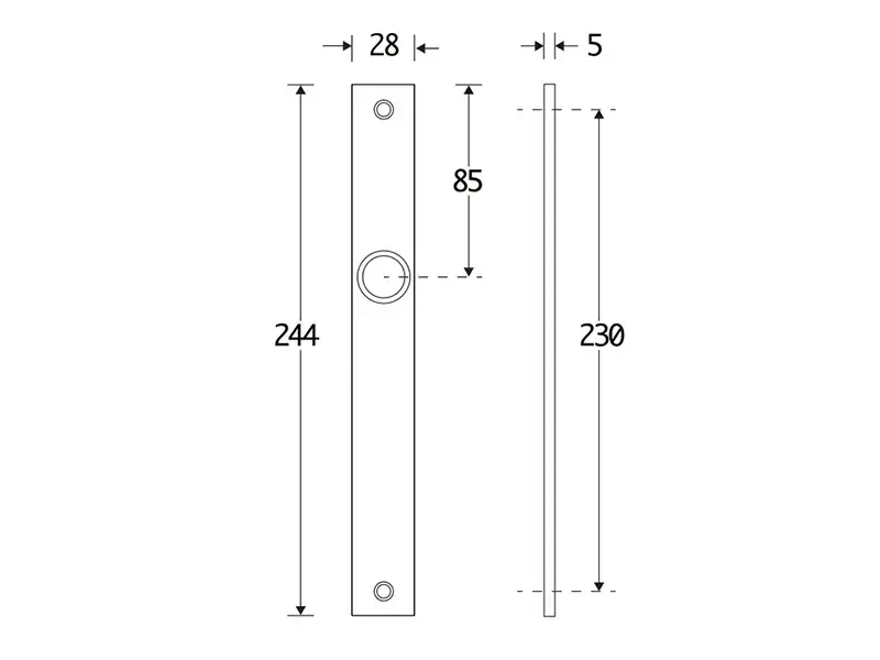 Langschild messing antiek Bauhaus 242x28mm Blind