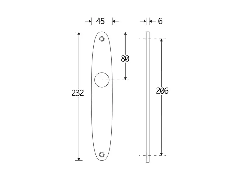 Langschild messing antiek Elips 232x45mm PC72