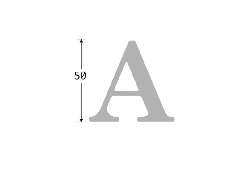 Huisletter Mat chroom Letter A Roman 50mm