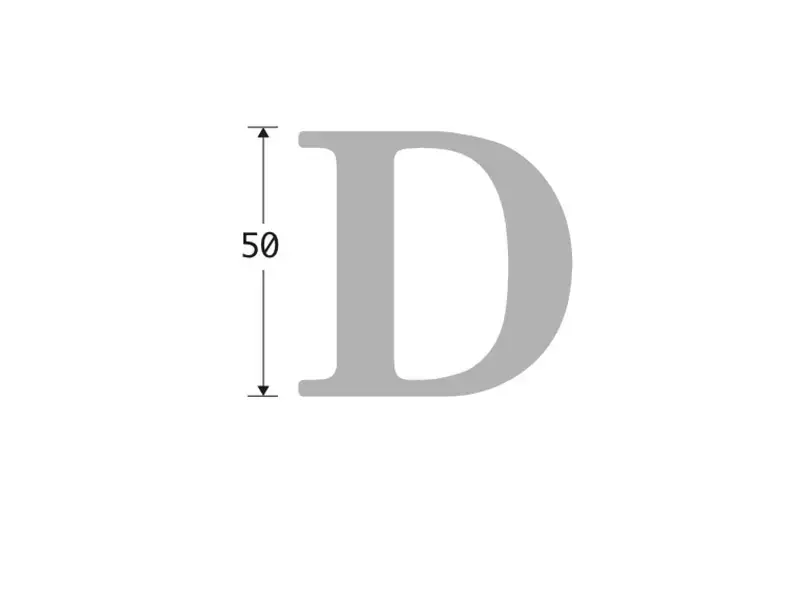 Huisletter Antiek mat chroom Letter D Roman 50mm