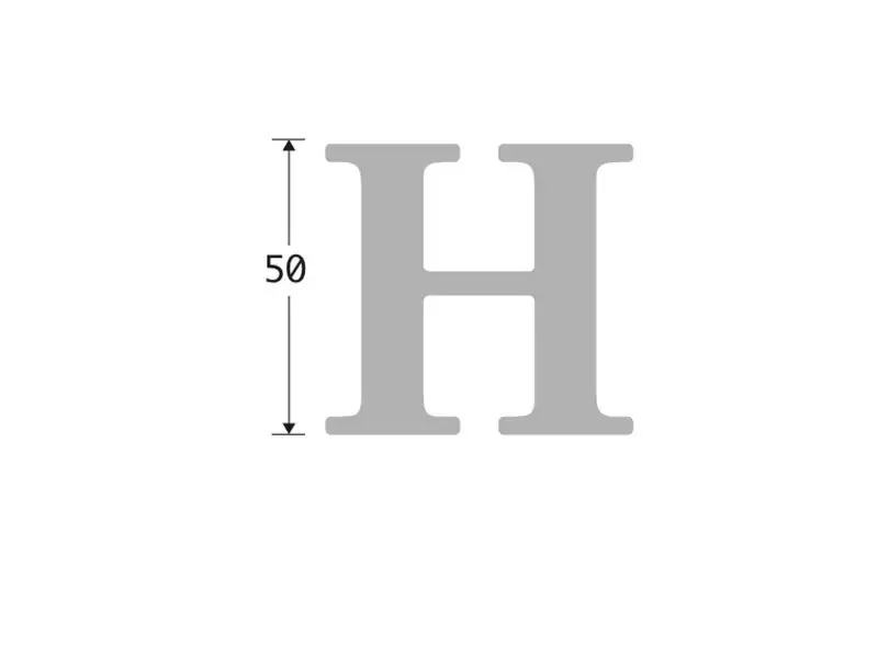 Huisletter Zwart Letter H Roman 50mm