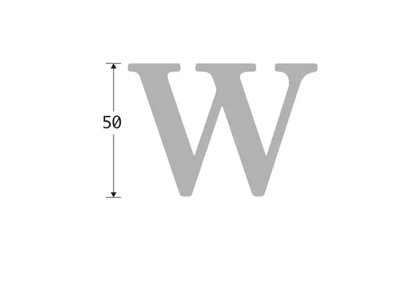 Huisletter Messing Letter W Roman 50mm