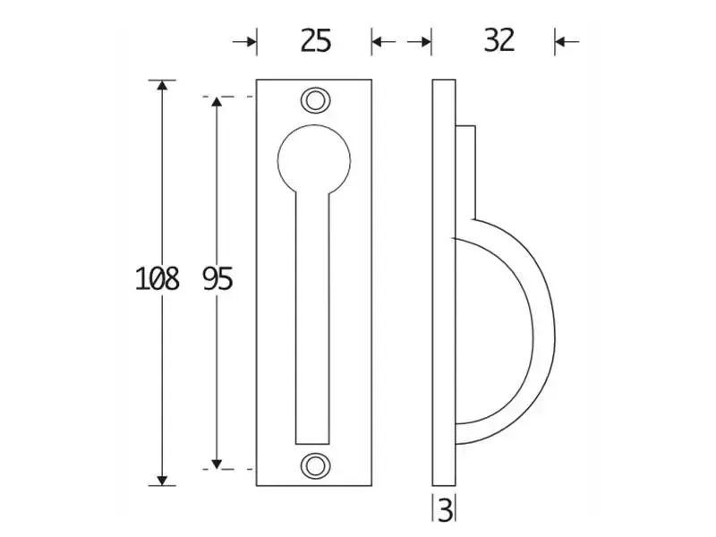 Schuifdeurtrekring kamer en suite Elegant Mat nikkel 25x108mm
