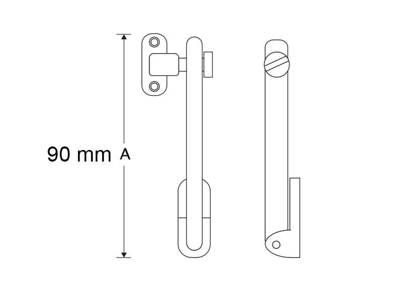 Raamschaar Messing 90mm. Geschikt voor Valraam/klepraam