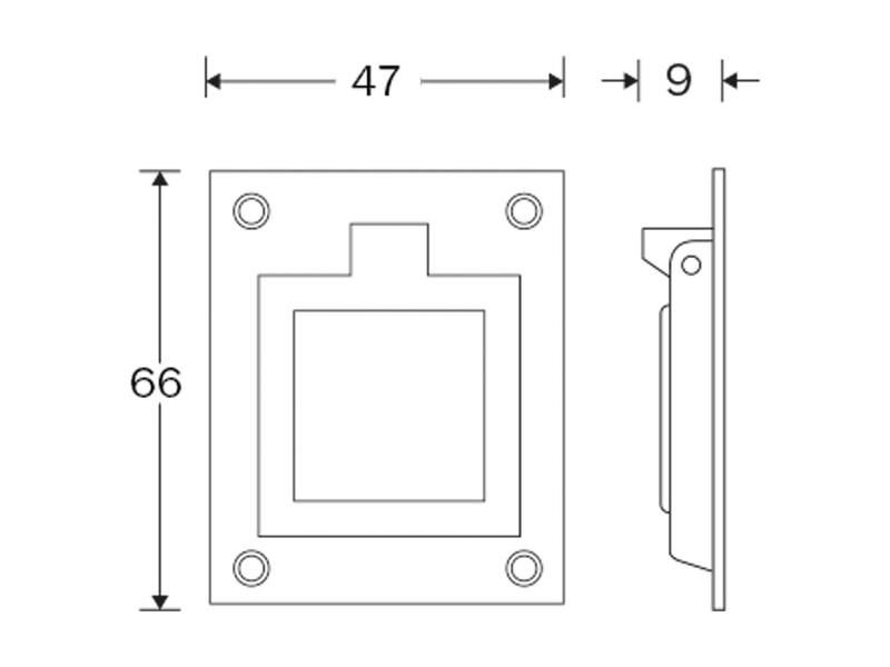 Luikring Nikkel rechthoekig 66x48mm