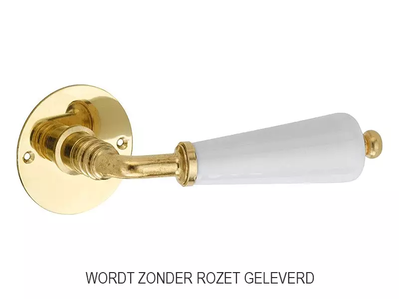 Deurkruk Evelyne wit porselein en messing