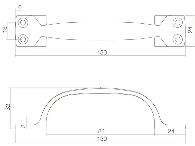 Intersteel Meubelgreep Haags model 130 mm Messing