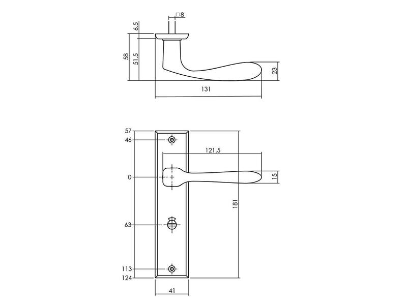 Intersteel Deurkruk Banaan met schild WC63 mm messing getrommeld