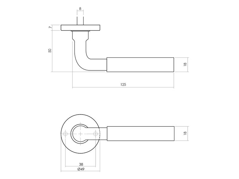 Intersteel Deurkruk Palma met rozet 49x7mm verdekt Messing antiek