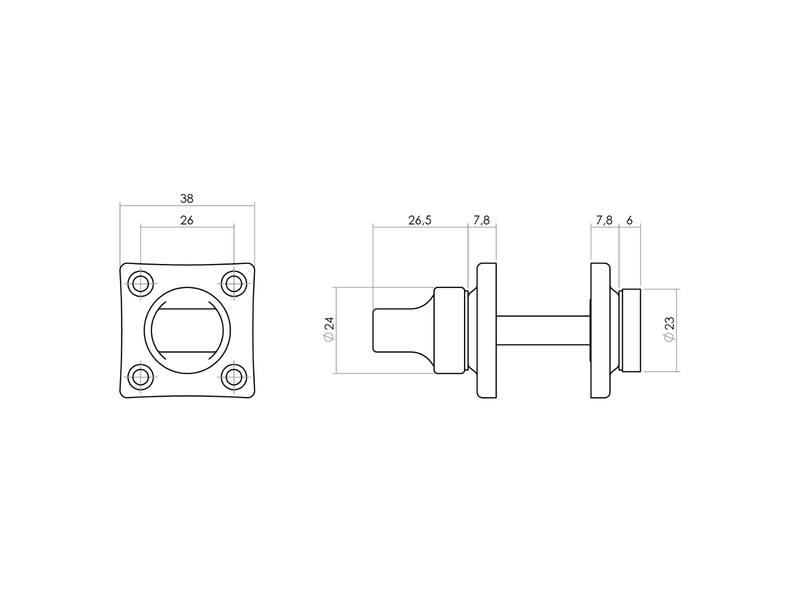 Intersteel Rozet toilet-/badkamersluiting vierkant schroefgat messing getrommeld