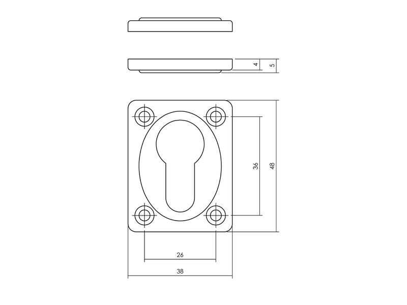 Profielcilinderrozet messing getrommeld