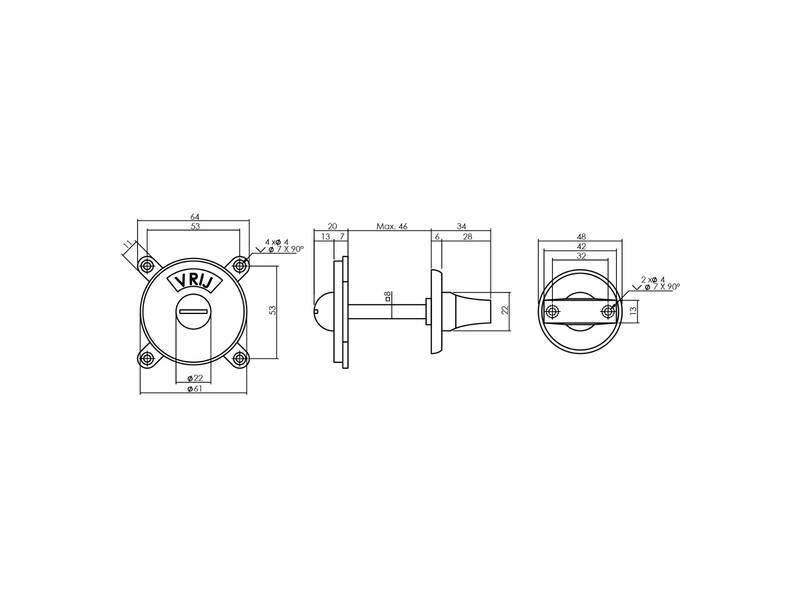 Intersteel Toilet-/badkamersluiting George vrij/bezet messing getrommeld