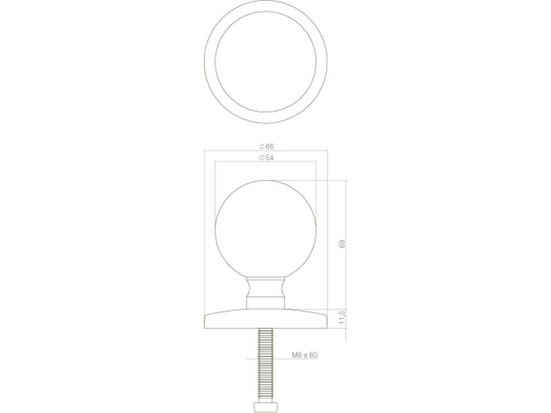 Intersteel Voordeurknop bol rond messing getrommeld