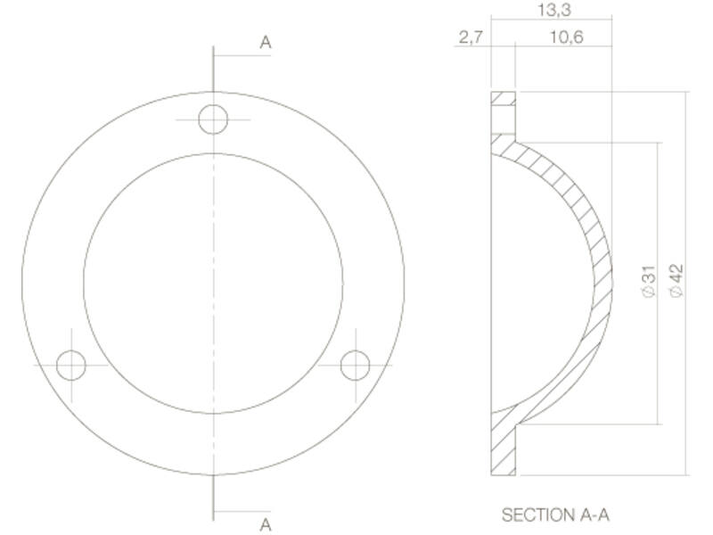 Intersteel Afdekplaatje voordeurknop messing getrommeld