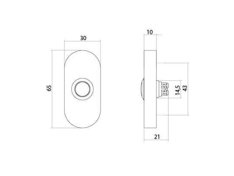 Intersteel Deurbel ovaal 65x30x10mm verdekt PVD messing getrommeld