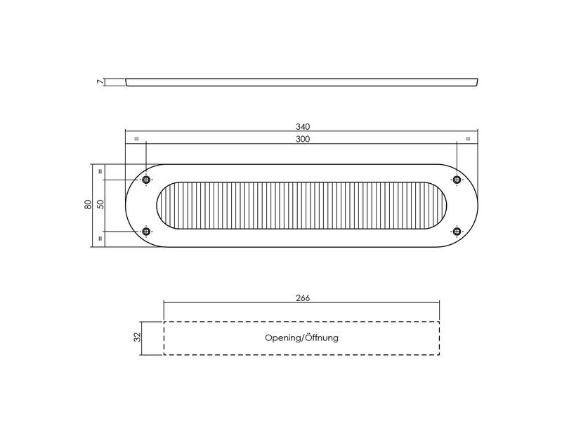 Intersteel Tochtwering ovaal 340x80mm PVD messing getrommeld