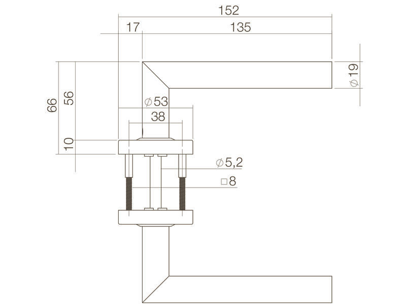Intersteel Deurkruk Jura op rozet verdekt 53x10mm PVD messingkleur