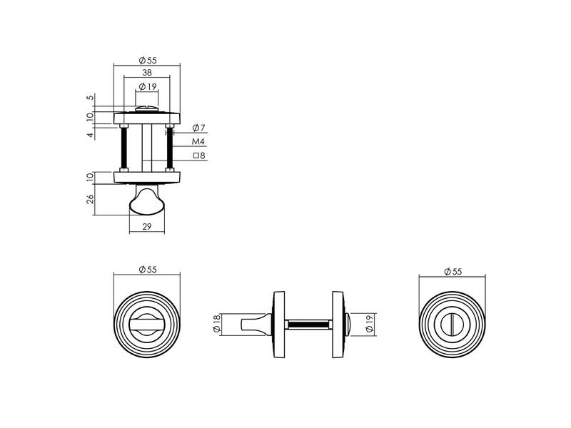 Intersteel Rozet met toilet-/badkamersluiting rond 55x10 mm messing titaan PVD