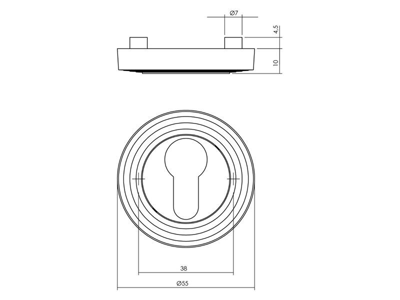 Intersteel Profielcilinderrozetten verdekt rillen 54x9mm Messing PVD