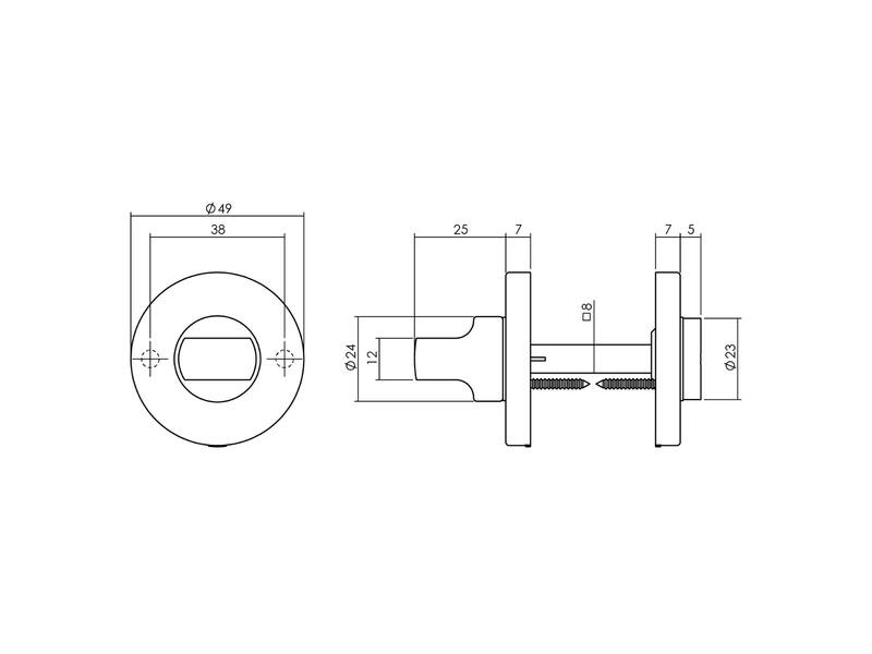 Intersteel Rozet toilet-/badkamersluiting 8 mm rond verdekt kunststof messing gelakt