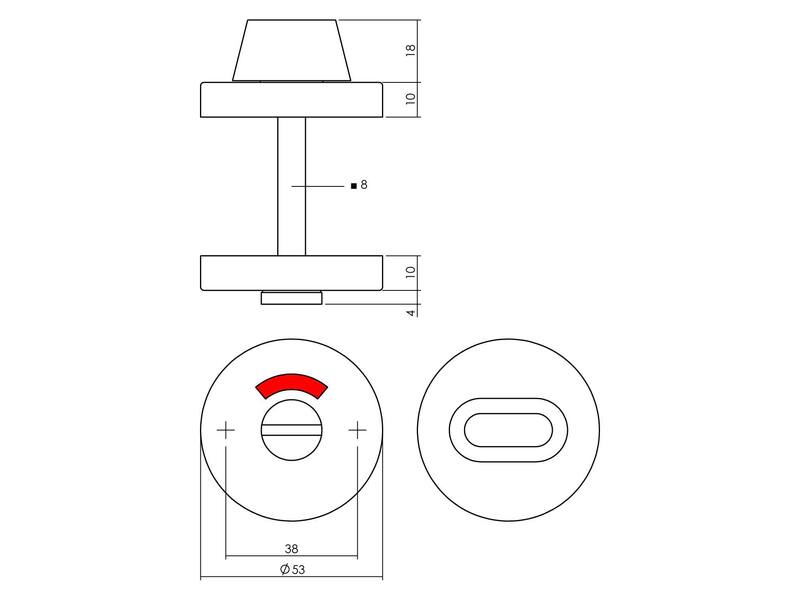Intersteel WC-sluiting verdekt 53x10mm met stift 8x8mm PVD messingkleur