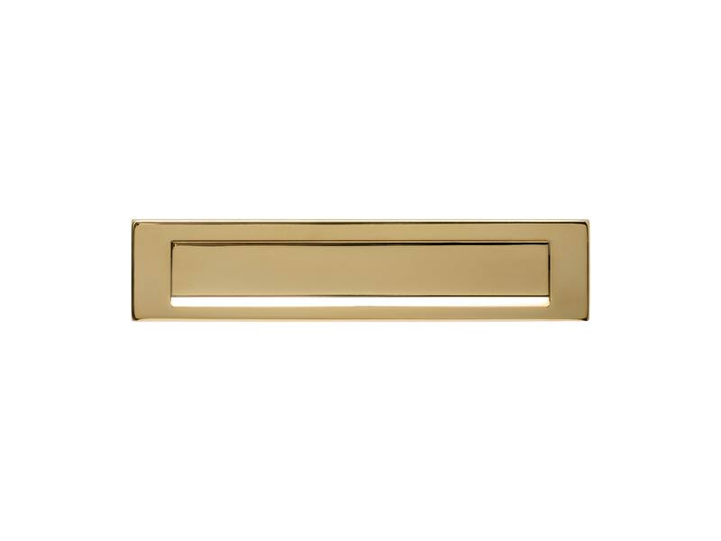 Intersteel Briefplaat rechthoekig 340x75mm met klep/regenrand PVD messingkleur