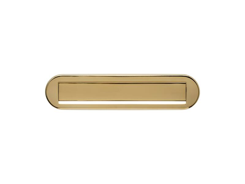 Intersteel Briefplaat ovaal 340x80mm met klep/regenrand PVD messingkleur