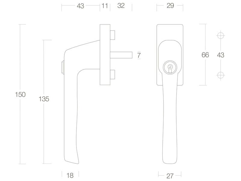 Intersteel Raamkruk zwaar afsluitbaar messing gelakt
