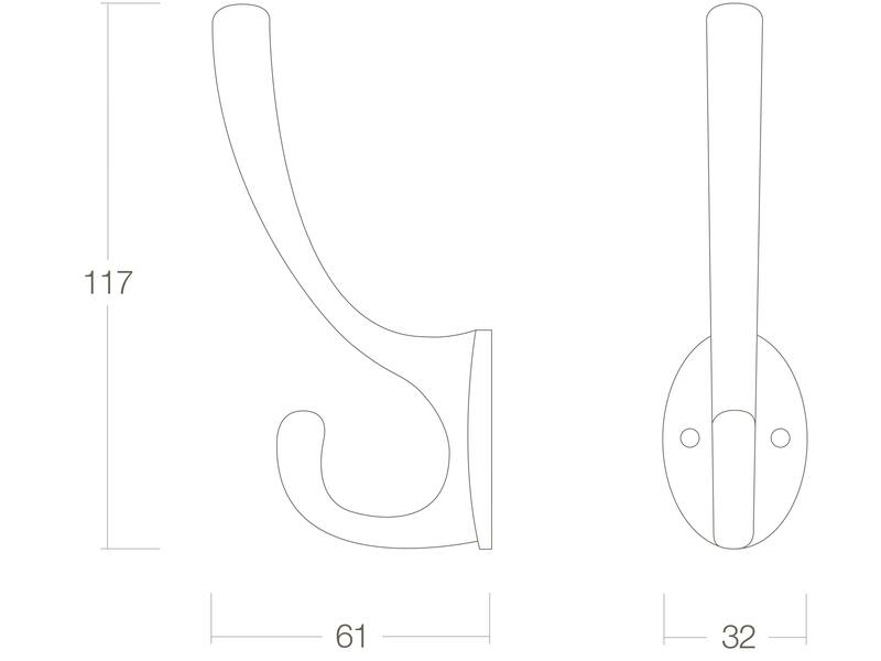 Intersteel Kapstokhaak ovaal Messing gelakt