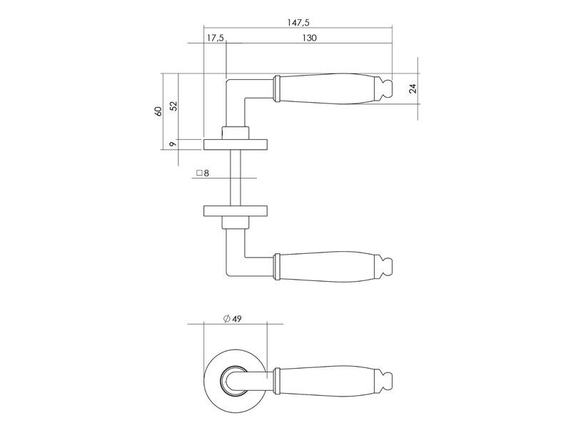 Intersteel Deurkruk Courgette met rozet 49x7mm verdekt Chroom