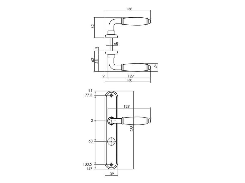 Intersteel Deurkruk Courgette met ovaal schild WC63 chroom