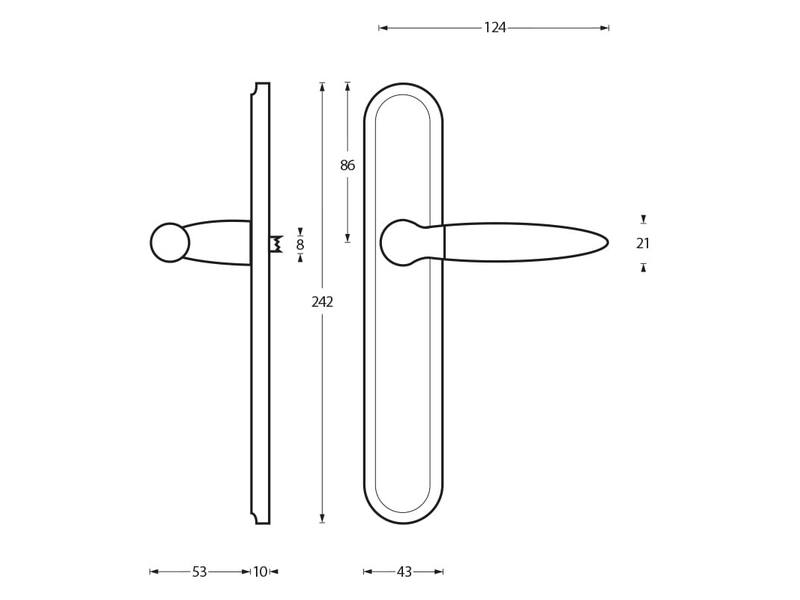 Intersteel Deurkruk Elen op schild blind chroom