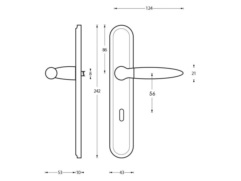 Intersteel Deurkruk Elen op schild SL56 mm chroom
