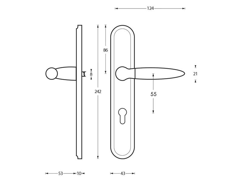 Intersteel Deurkruk Elen op schild PC55 mm chroom
