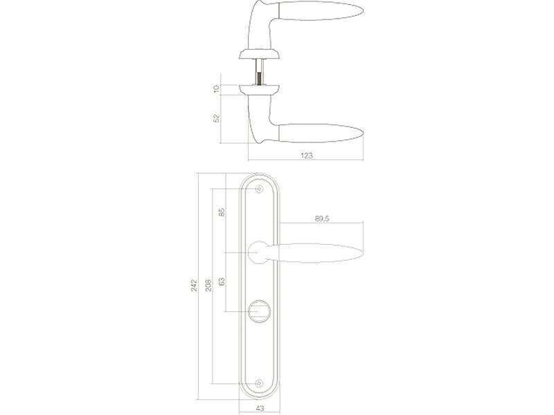 Intersteel Deurkruk Elen op schild WC63 mm chroom