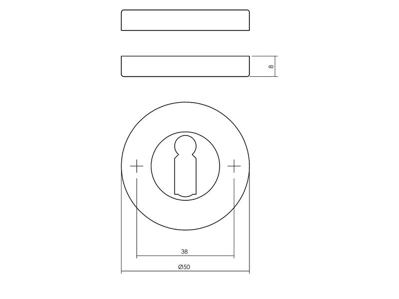 Sleutelrozet rond verdekt chroom 50mm