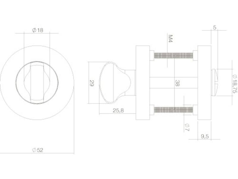 Intersteel Rozet toilet-/badkamersluiting rond chroom/nikkel mat