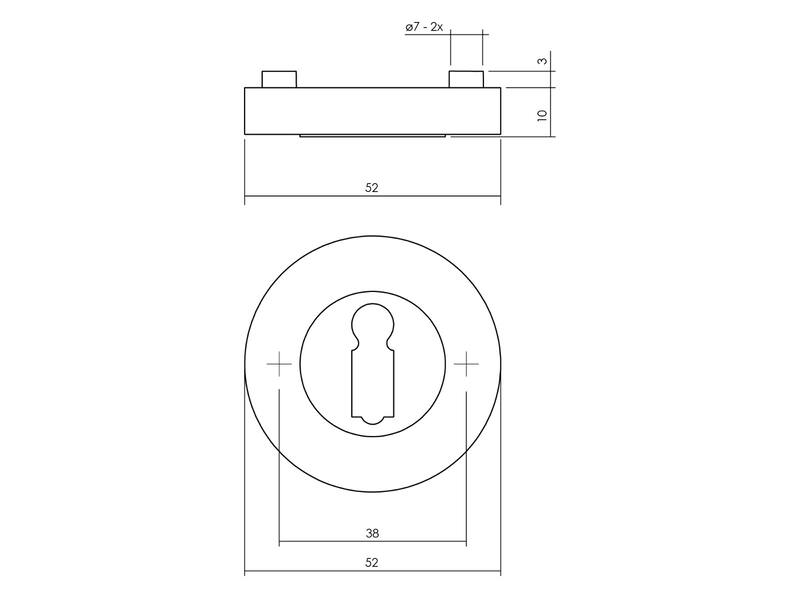Intersteel Sleutelrozetten verdekt 52x10mm Chroom/mat nikkel