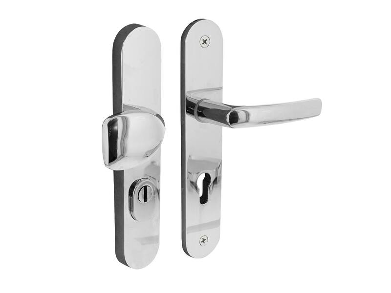 Intersteel Voordeurbeslag ovaal greep/kruk profielcilindergat 92 mm met kerntrekbeveiliging chroom