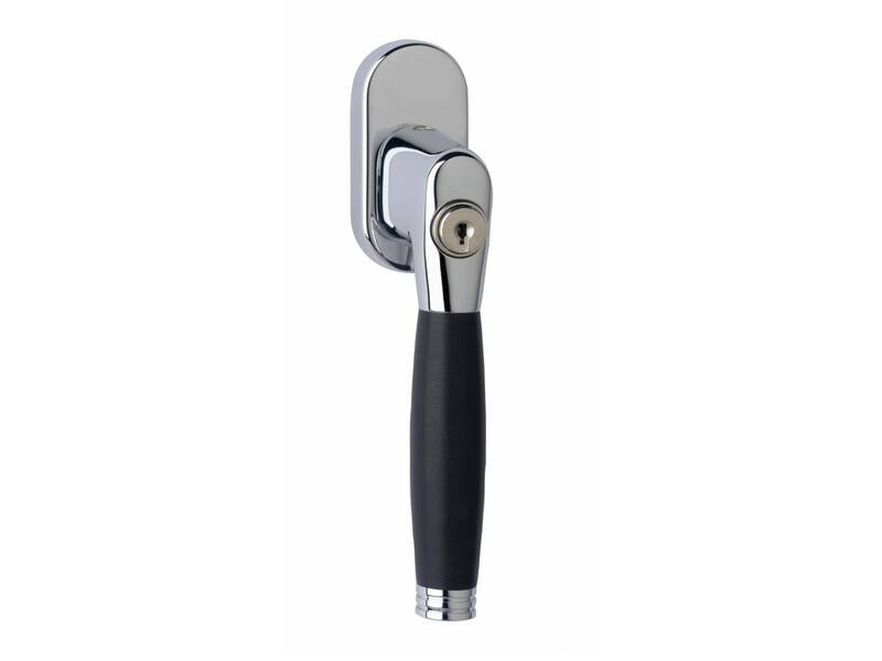 Intersteel Raamkruk Ton 222 afsluitbaar op ovaal rozet chroom/ebben hout