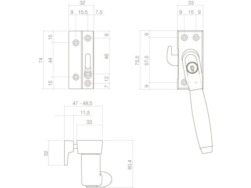Intersteel Raamsluiting afsluitbaar SKG* links Ton 400 chroom/ebbenhout