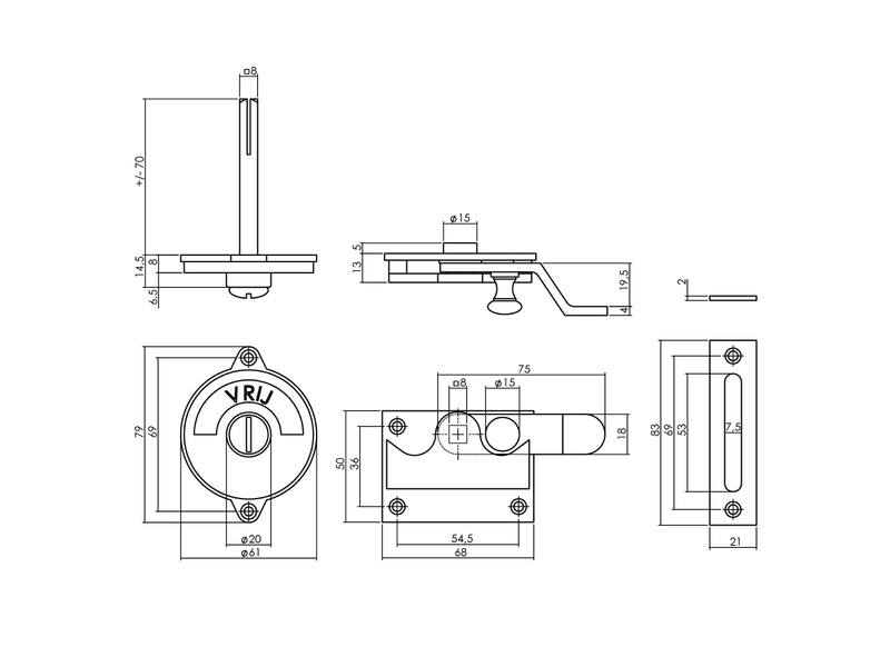 Intersteel WC-overslag met bocht vrij/bezet Chroom mat