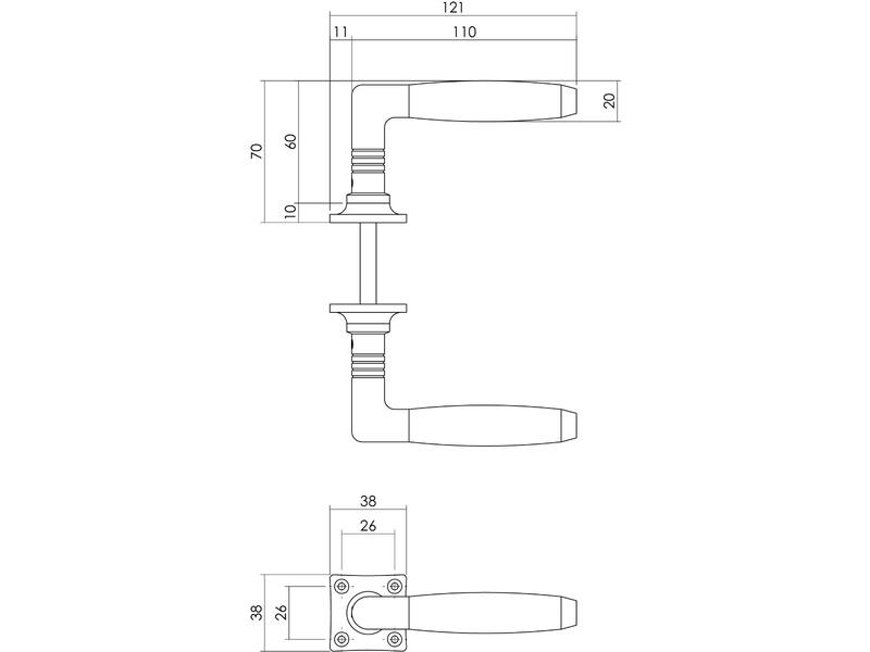 Intersteel Deurkruk Ton basic met rozet 38x38x6mm nikkel/zwart