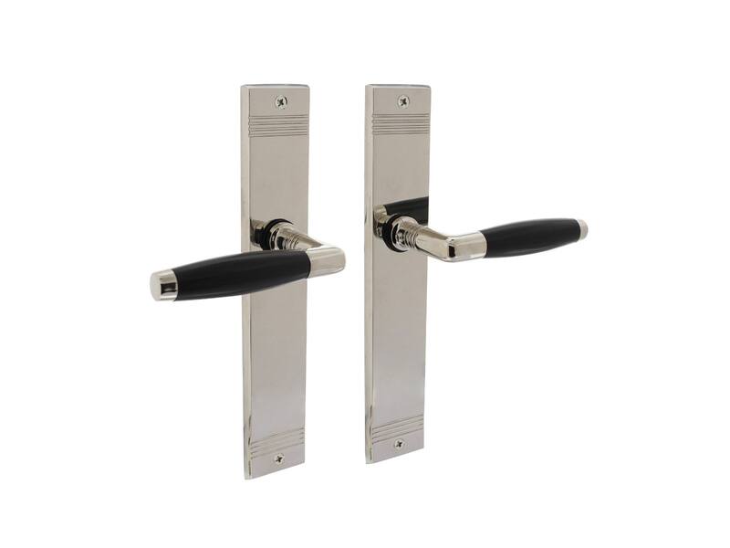 Intersteel Deurkruk Ton basic met schild rechthoekig met rillen 235x43mm blind nikkel/zwart