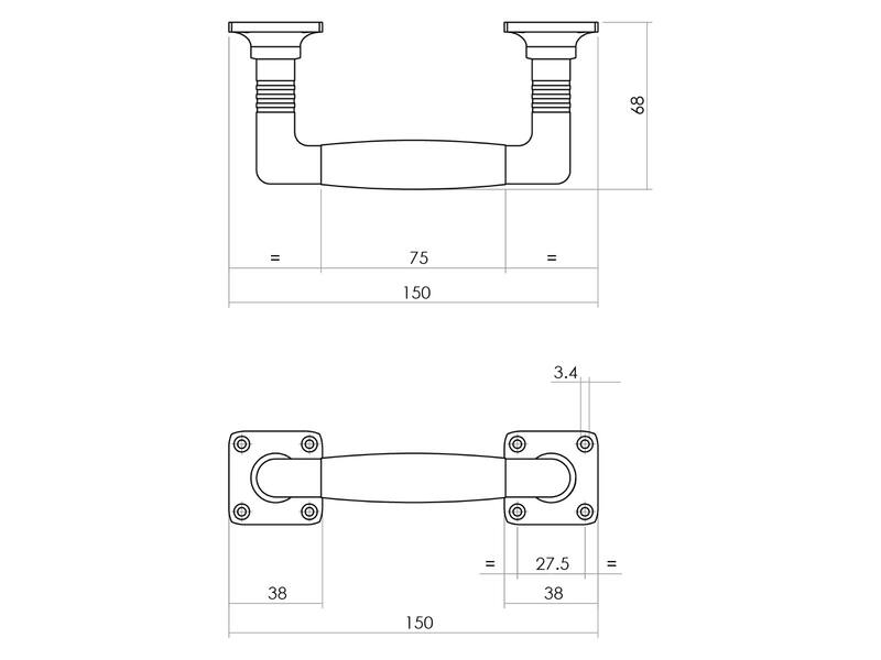 Intersteel Greep Ton Basic 150 mm op vierkant rozet nikkel/zwart