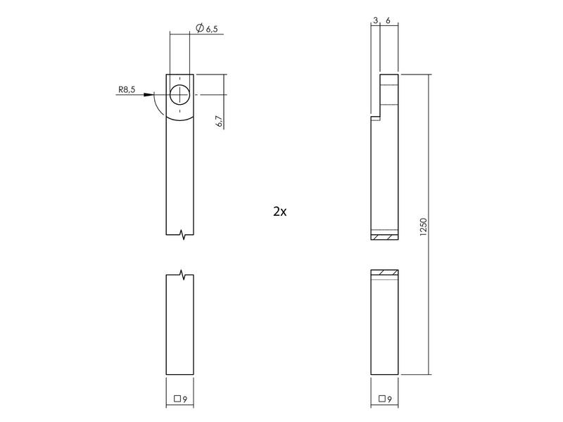 Intersteel Kruk-espagnolet links Ton 222 met stangenset 2x 1250 mm nikkel/ebbenhout