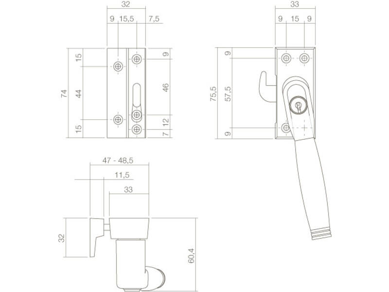 Intersteel Raamsluiting afsluitbaar SKG* links nikkel Ton 222/ebbenhout