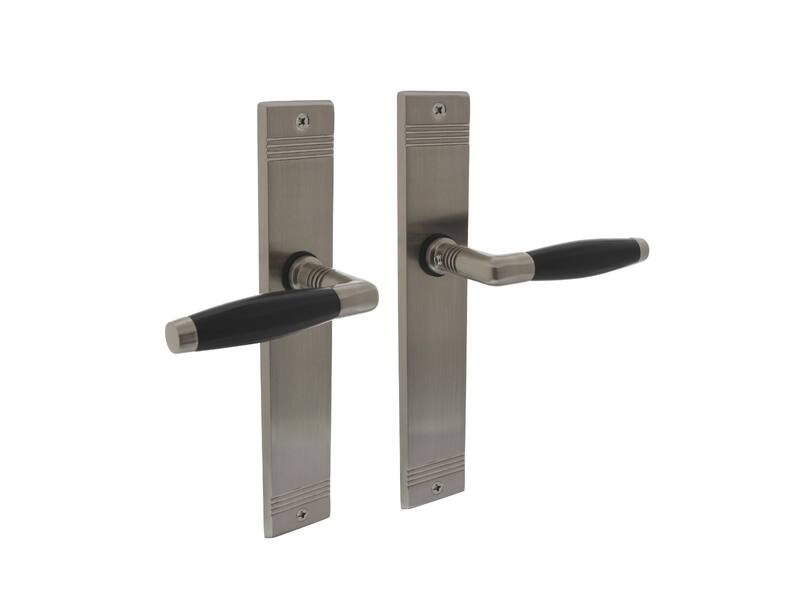Intersteel Deurkruk Ton basic met schild rechthoekig met rillen 235x43mm blind nikkel mat/zwart