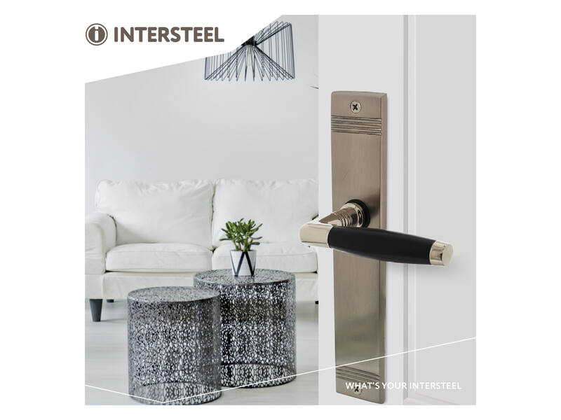 Intersteel Deurkruk Ton basic met schild rechthoekig met rillen 235x43mm blind nikkel mat/zwart